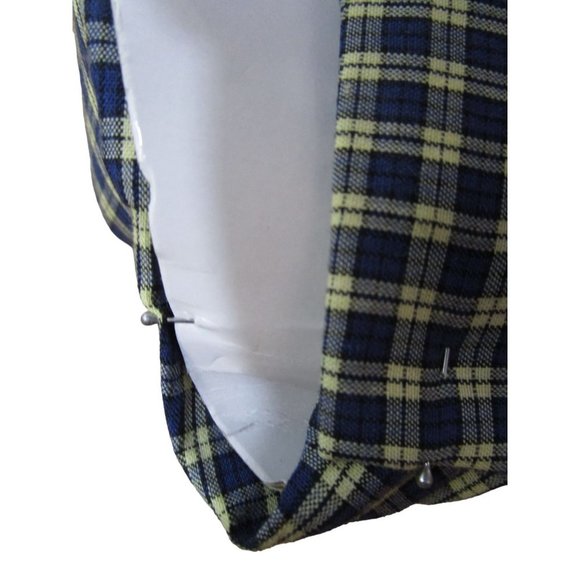 Mens Saddlebred Easy Care Navy Yellow Windowpane Mini Check XXL Shirt New - Picture 11 of 12